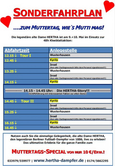 Muttertag Muttertag 2015 auf dem Hertha Dampfer