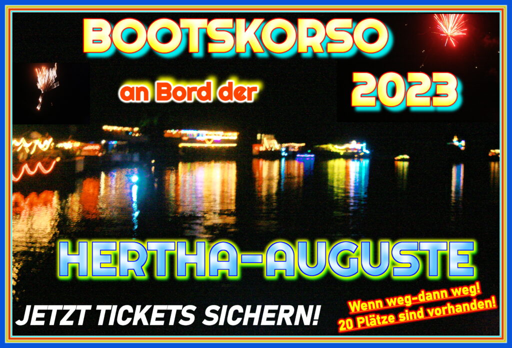 Bootskorso Kyritz 2023 an Bord der HERTHA AUGUSTE - Fahrgastschifffahrt Wusterhausen-Kyritzer Seenkette