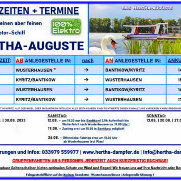 FAHRPLAN + FAHRTAGE für AUGUST mit HERTHA-AUGUSTE online!