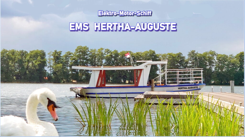 HERTHA AUGUSTE DAMPFER dem Folgeschiff des Hertha BSC Gruendungsschiff der ALTEN DAME oder HERTHA Dampfer! Ruhe, Idylle, Erholung und Natur pur genießen Sie an Bord des kleinen und feinen Fahrgastschiff Hertha-Auguste, mit klimaneutralem E-Antrieb entschleunigen sie im Naturparadies!