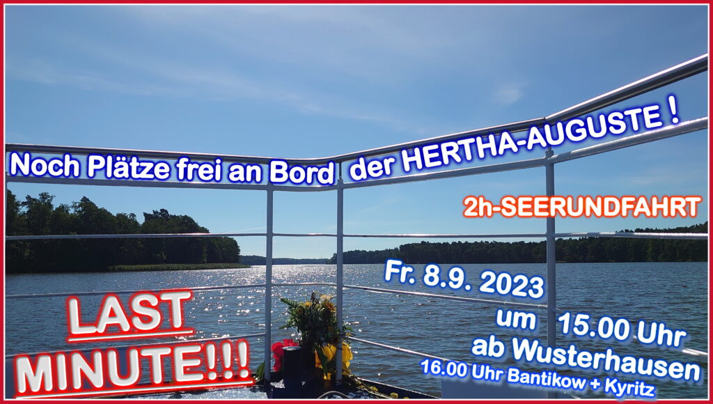 Abendfahrt Hertha Auguste Abendfahrt Hertha Auguste SEERUNDFAHRT Wusterhausen