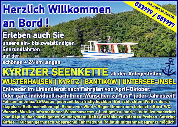 FAHRGASTSCHIFFFAHRT WUSTERHAUSEN - KYRITZER SEENKETTE